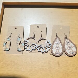 Boho Chic Earrings Set - Brown and Blue